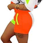 Molilove Women 2 Piece Windbreaker Tracksuit Zip Jacket Crop Tops and Shorts Pants Tracksuit Outfits