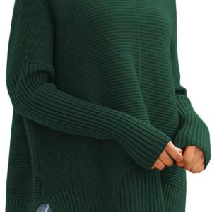 LILLUSORY Women's Oversized Turtleneck Sweaters 2023 Fall Batwing Sleeve Ribbed Tunic Sweater