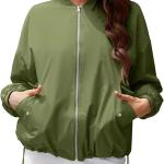 SMARSHEET TL Womens Bomber Jacket Casual Oversized Fall Lightweight Zip Up Windbreaker Coat with Pockets Utility Outwear