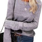Danedvi Women Autumn Winter Colorblock Pullover Sweaters Round Neck Striped Slim Fitting Knitwear Tops