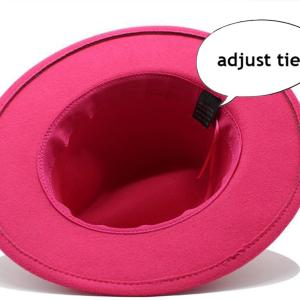 Gossifan Lady Fashion Wide Brim Felt Fedora Panama Hat with Ring Belt