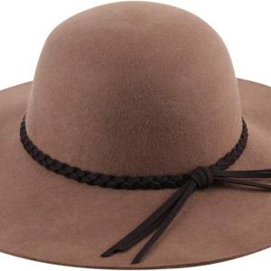 Lanzom Women Lady Retro Wide Brim Large Floppy Panama Hat Belt Wool Fedora Hat
