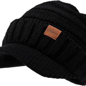 Winter Hats for Women - Thick Warm Stylish Knit Beanie Hat, Soft Stretch Cute Womens Winter Hats with Visor