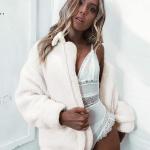 PRETTYGARDEN Women's 2023 Fashion Winter Coat Long Sleeve Lapel Zip Up Faux Shearling Shaggy Oversized Shacket Jacket