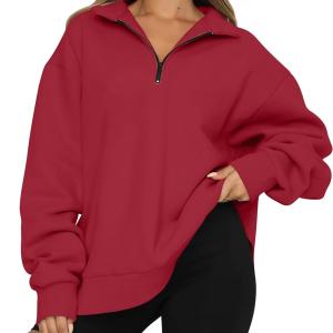 Trendy Queen Womens Oversized Sweatshirts Hoodies Half Zip Pullover Fall Fashion Outfits 2023 Y2k Clothes