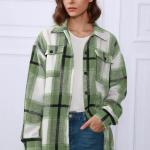 AUTOMET Womens Casual Plaid Shacket Button Down Long Sleeve Shirt