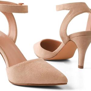 ORIPLALLA Heels for Women Dress Shoes Low Heel Ankle Strap Slingback D'Orsay Non Slip Closed Toe Pumps Wedding Bride