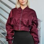 Allytok Womens Zip Up Cropped Bomber Jacket Y2K Trendy Crop Jackets with Pockets