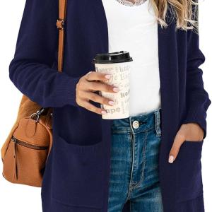 TASAMO Womens Color Block Striped Draped Kimono Cardigan Long Sleeve Open Front Casual Knit Sweaters Coat Soft Outwear