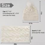 Double Couple Winter Scarf and Hat Set for Women Thick Cable Knitted Circle Loop Infinity Scarfs and Warm Beanie Hat