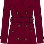 Wantdo Women's Double Breasted Pea Coat Winter Mid-Long Trench Coat with Belt