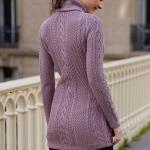 v28 Women Polo Neck Long Slim Fitted Dress Bodycon Turtleneck Cable Knit Sweater