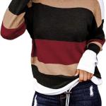 Dokotoo Fall Sweaters Round Neck Striped Cute Winter Pullover Sweaters for Women Trendy 2023 Drawstring