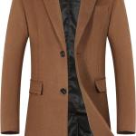 BOJIN Mens Trench Coat Wool Blend Top Pea Coat Winter Long Single Breasted Classic Stylish Business Overcoat