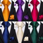 Barry.Wang Men Tie Classic Silk Gift Necktie With Tie Clip Jacquard Woven Neck Ties 6PCS Formal Wedding