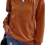 PRETTYGARDEN Women's Casual Long Sleeve Zipper Sweatshirt Drawstring Loose Quarter Zip Pullover Tops with Pockets