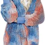 Dokotoo Womens 2023 Winter Long Sleeve Solid Fuzzy Fleece Open Front Hooded Cardigans Jacket Coats Outerwear with Pocket
