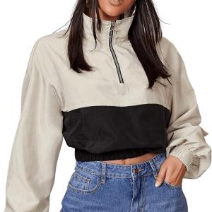 SweatyRocks Women's Windbreaker,Half Zip