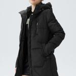Orolay Women's Stylish Down Hooded Jacket with Two-Way Zipper Winter Down Coat Puffer Jacket