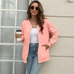 ORANDESIGNE Women's Zip Up Color Block/Solid Color Sweatshirt Long Sleeve Casual Jacket Tops Cute Fashion Loose Tunics
