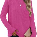 MEROKEETY Women's Long Sleeve Turtleneck Cozy Knit Sweater Casual Loose Pullover Jumper Tops