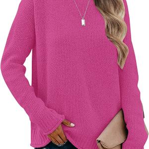 MEROKEETY Women's Long Sleeve Turtleneck Cozy Knit Sweater Casual Loose Pullover Jumper Tops
