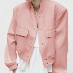 Zhiyouni Women's Cropped Bomber Jacket Button Down Long Sleeves Varsity Windbreakers Coat