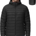 ROYAL MATRIX Men's Winter Down Puffer Jacket Packable Lightweight Hooded Down Jacket Warm Windproof Down Puffy Jacket