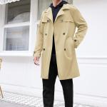 COOFANDY Men's Trench Coat Slim Fit Notch Lapel Double Breasted Belted Lightweight Windbreaker