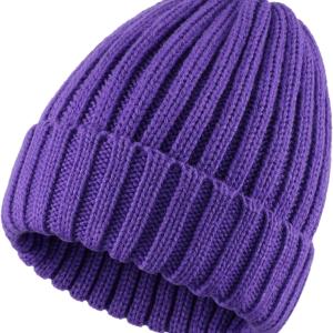 Connectyle Womens Knit Cuffed Beanie Hat Stretch Ribbed Acrylic Winter Ski Cap