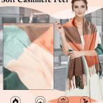 ZENUTA Women's Fall Winter Scarf Long Plaid Scarf Warm Soft Chunky Large Blanket Wrap Shawl Scarves Oversized Scarves Gift