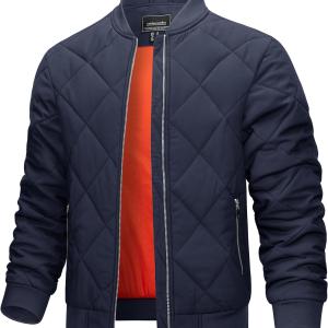TACVASEN Men's Padded Jackets Winter Full Zipper Fleece Outwear Casual Windproof Bomber Varsity Coat