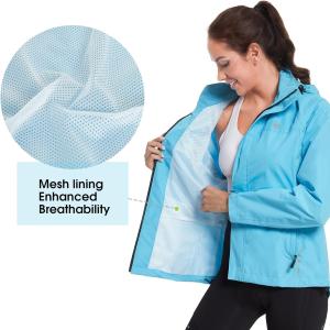 FitsT4 Women's Waterproof Cycling Running Jackets Mesh Lined Rain Jacket Lightweight Bike Windbreaker with Hood