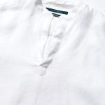Perry Ellis Men's Long Sleeve Solid Linen Popover Shirt