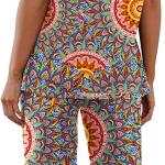 PrinStory Women's Pajama Set Short Sleeve Shirt and Capri Pants Sleepwear Pjs Sets with Pockets
