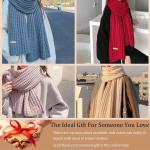 LC&QS Women's Warm Scarf,Rich Solid Colors Winter Scarves ，Super Soft Scarf for Women Winter，Cold Weather Accessories(White)