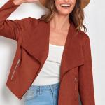 PRETTYGARDEN Women's Faux Suede Jackets 2023 Fall Clothes Long Sleeve Open Front Cropped Coat Outwear