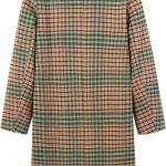 CHARTOU Women's Winter Oversize Lapel Collar Woolen Plaid Double Breasted Long Peacoat Jacket