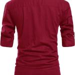 NITAGUT Men Henley Neck Long Sleeve Daily Look Linen Shirts