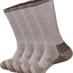 GKX Men's Merino Wool Moisture Wicking Outdoor Hiking Heavy Duty Work Cushion Crew Socks